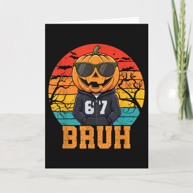 Tarjeta Dibujos divertidos retro 67 Meme de Halloween Bruh (Anverso)