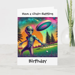 Tarjeta Dic Golfing Alien Funny Pun Cumpleaños