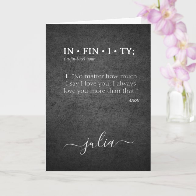 Tarjeta Diccionario de Definición Amor personalizado INFIN (Orquídea)