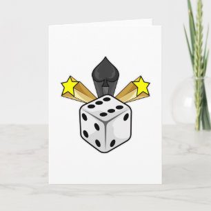 Tarjeta Dice en Poker con Espadas y Estrellas