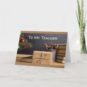 TARJETA DICE MERRY CHRISTMAS MAESTRO CON CHALKBOARD