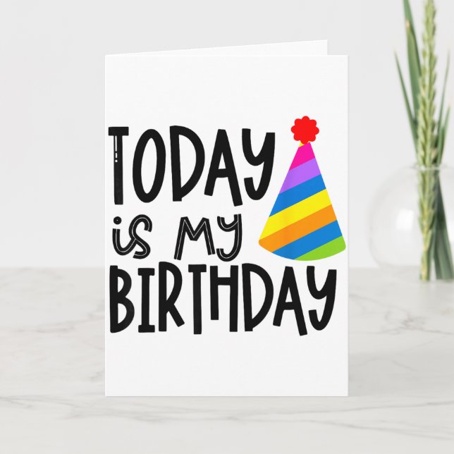 Tarjeta Dice Que Hoy Es Mi Cumpleaños - Diseño de Gorro de (Anverso)