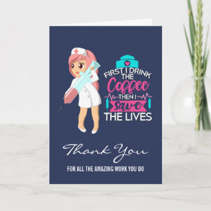 Tarjeta Dicho divertido de enfermera con aguja hipodérmica