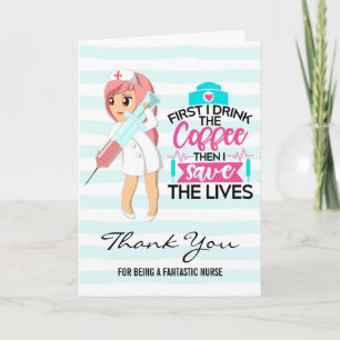 Tarjeta Dicho divertido de enfermera con aguja hipodérmica