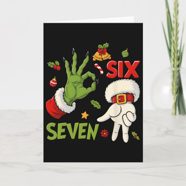 Tarjeta Dicho divertido de Hugvyn Seis Siete Meme Navidad  (Anverso)