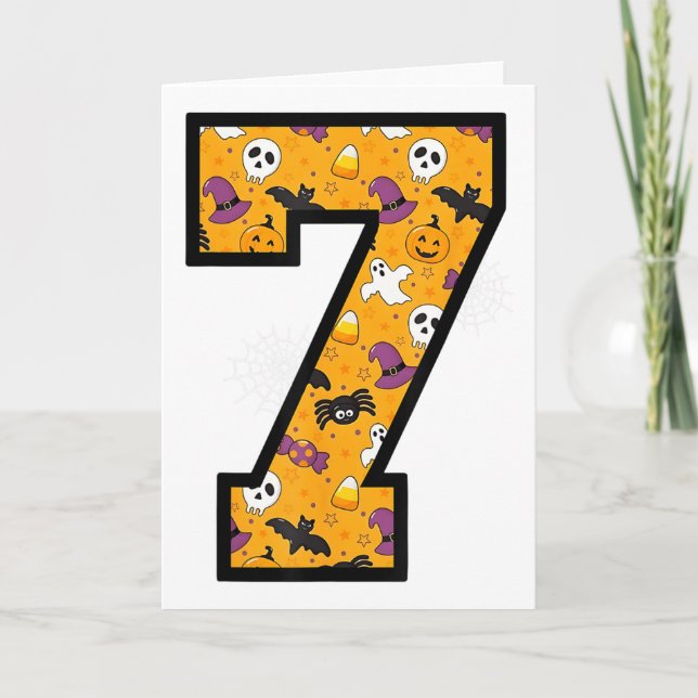 Tarjeta Dicho divertido meme número 7 Halloween 6 7 Seis S (Anverso)