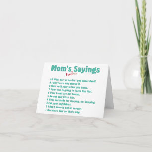 Tarjeta Dichos favoritos de mamá en regalos para ella.