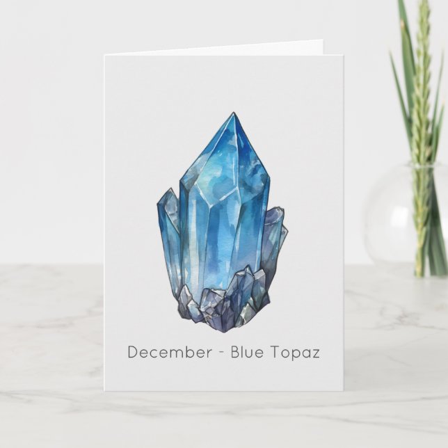 Tarjeta Diciembre Birthstone Blue Topaz Happy Birday Card (Anverso)
