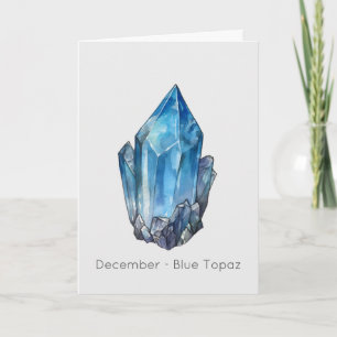 Tarjeta Diciembre Birthstone Blue Topaz Happy Birday Card