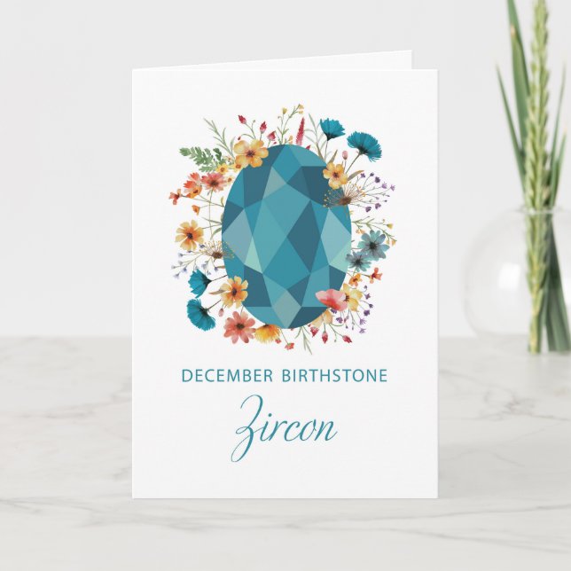 Tarjeta Diciembre Birthstone Zircon Birthday Wildflowers (Anverso)