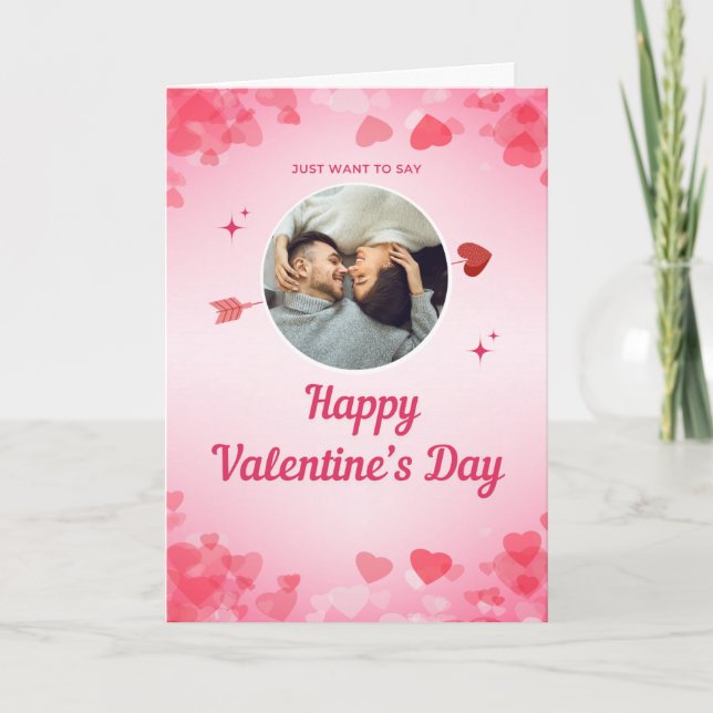 Tarjeta Diciendo feliz Día de San Valentín rosado plegable (Anverso)