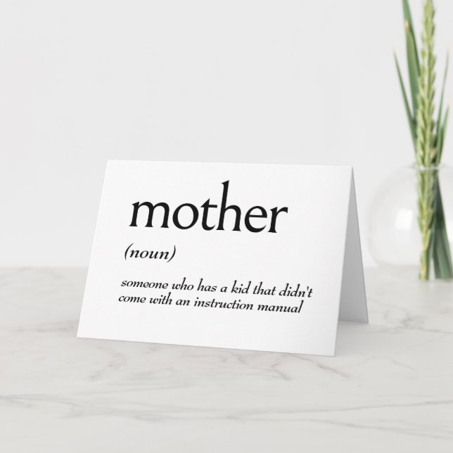 Tarjeta Dictionary Definition for MOTHER (Anverso)