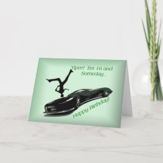 Tarjeta Dieciséis años y amamos los coches