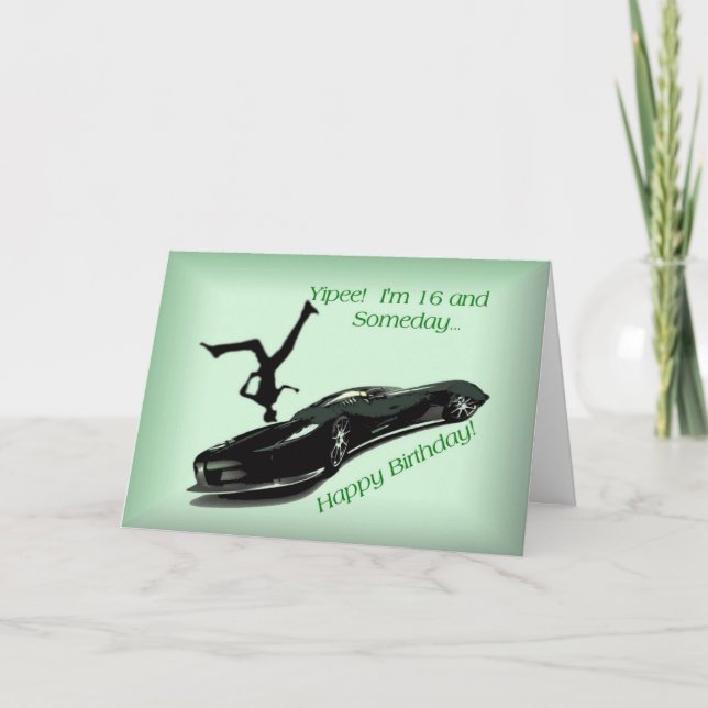 Tarjeta Dieciséis años y amamos los coches (Anverso)