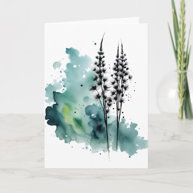 Tarjeta Diente de león - Flores de acuarela (Anverso)