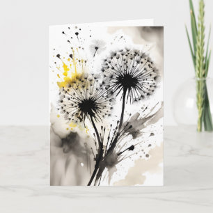 Tarjeta Diente de león - Flores de acuarela