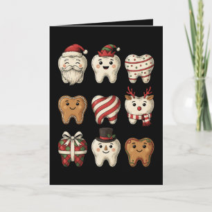 Tarjeta Dientes de Navidad Dental Santa Pan de Jengibre De
