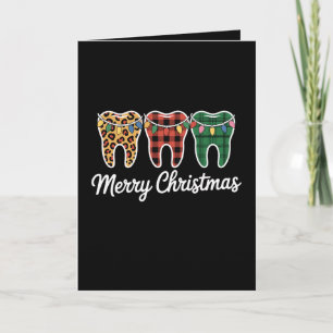 Tarjeta Dientes de Navidad Feliz Leopardo Cuadros Luces De