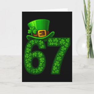 Tarjeta Dierno Seis Siete Meme 67 Día de San Patricio Tréb