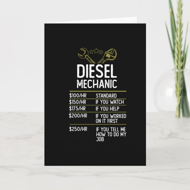 Tarjeta Diesel Mechanic Craftsman Gift Presente Idea (Anverso)