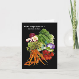 Tarjeta Dieta humorística de frutas y verduras