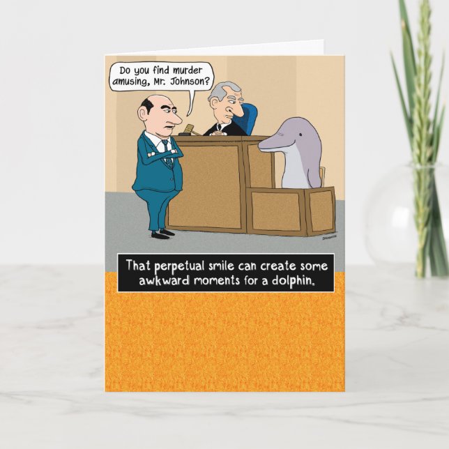 Tarjeta Diez cumpleaños de delfines sonrientes divertidos (Anverso)