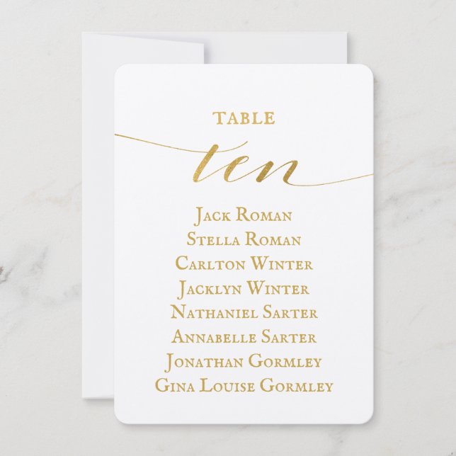 Tarjeta Diez de la Tabla de Asientos para Bodas de (Anverso)