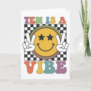 Tarjeta Diez Es Un Cumpleaños 10 Groovy Feliz 10 Años B