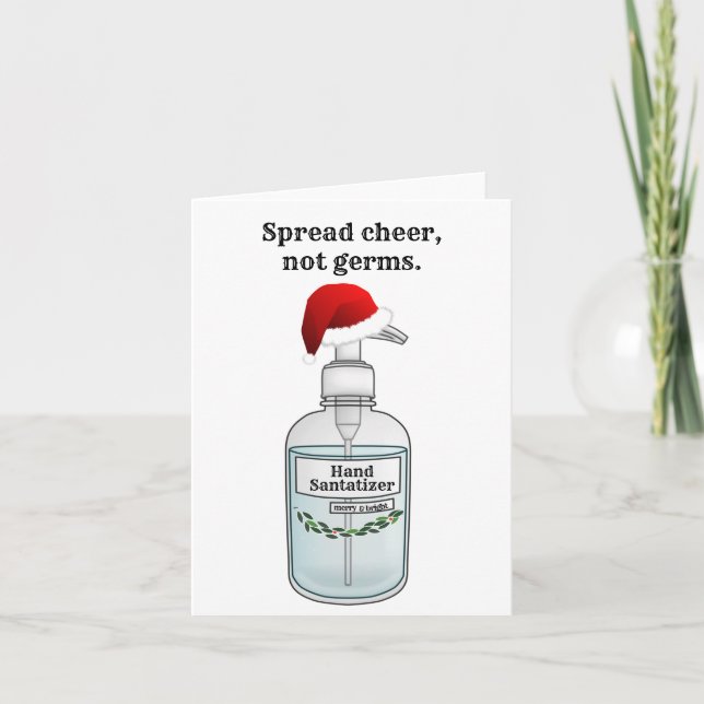 Tarjeta Difundir alegría, no gérmenes, sanitizer a mano (Anverso)
