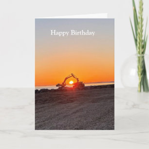 Tarjeta Digger y Camión Enfrentamiento del sol a orillas d