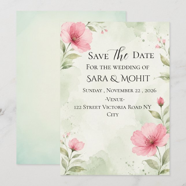 Tarjeta digital de anuncio de boda real india (Anverso / Reverso)