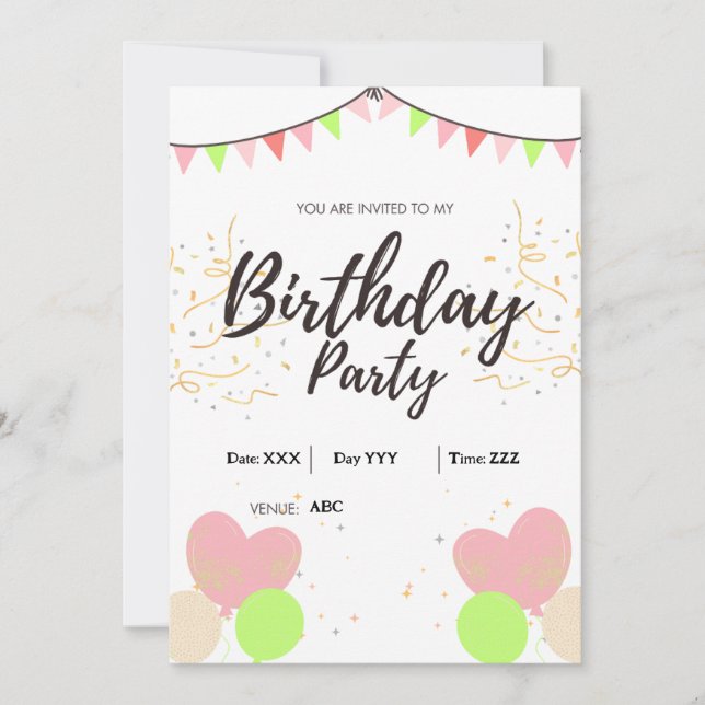 Tarjeta digital de invitación de cumpleaños de per (Anverso)