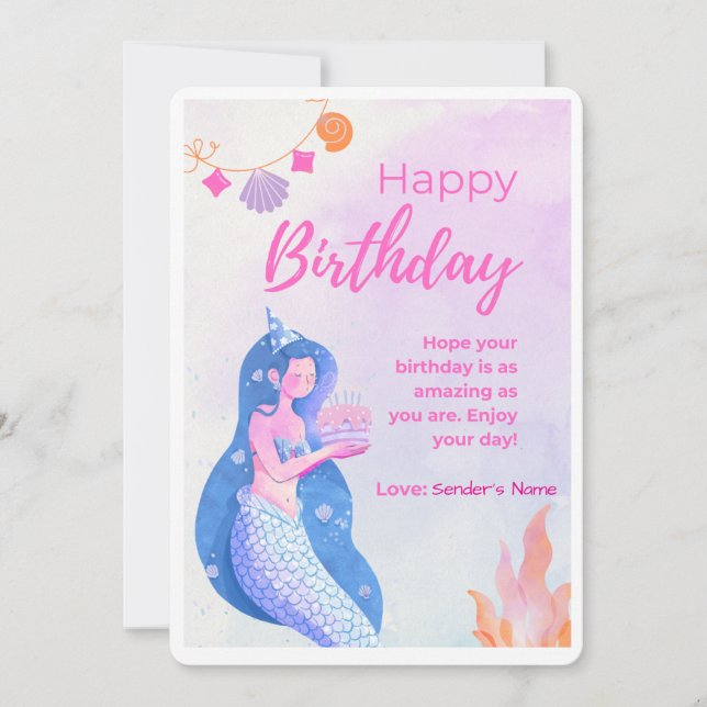 Tarjeta digital de Personalizado rosa feliz cumple (Anverso)