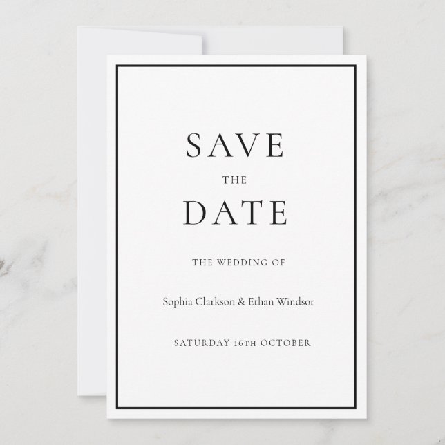 Tarjeta digital de Save the Date tradicional simpl (Anverso)
