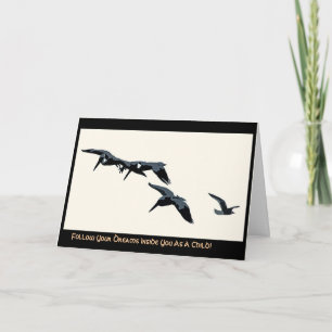 Tarjeta digital de tres pelícanos y gaviota