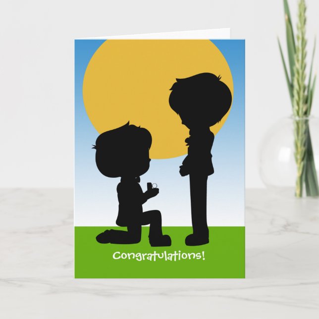 Tarjeta Dijo Sí Felicitaciones Compromiso Gay Tema (Anverso)