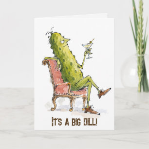 Tarjeta Dill de Cumpleaños en una Silla con un Martini