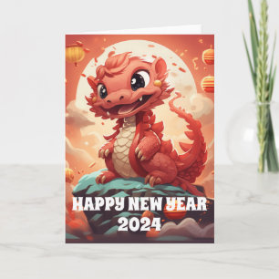 Tarjeta dinamométrica roja del año nuevo lunar chi