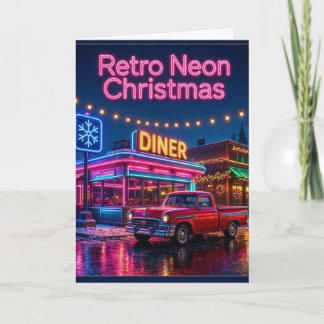 Tarjeta Diner de Navidad Retro Neon | Felicitaciones verti