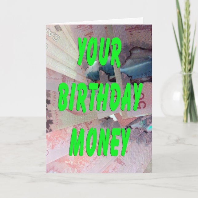 Tarjeta Dinero de cumpleaños de dólares canadienses (Anverso)
