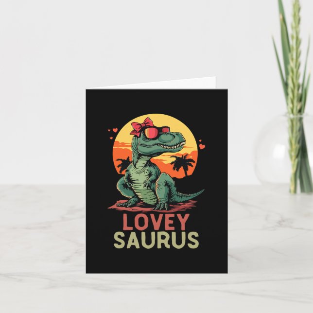 Tarjeta Dino Dinosaur Lovey-saurus T-rex Funny Trex (Anverso)
