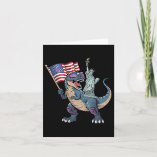Tarjeta Dino Estatua De La Libertad 4 De Julio Niños Graci