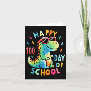 Tarjeta Dino Feliz 100° Día Del Colegio El Arcoiris 100