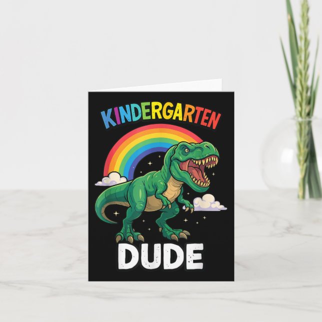 Tarjeta Dino Kindergarten Cumpleaños Tercer Dinosaurio De  (Anverso)