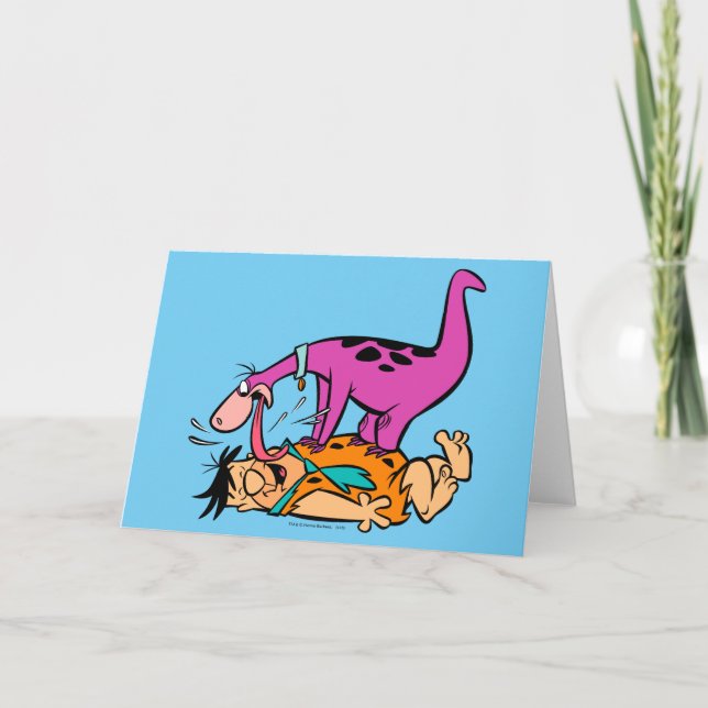 Tarjeta Dino Licking Fred Flintstone (Anverso)