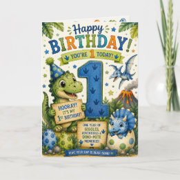 Tarjeta Dino-Mite 1er Cumpleaños