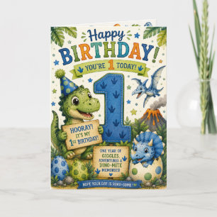 Tarjeta Dino-Mite 1er Cumpleaños