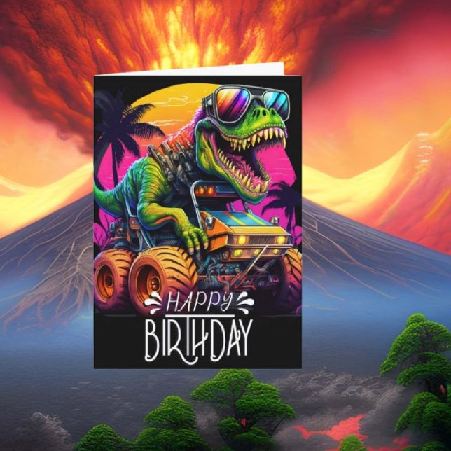 Tarjeta Dino Monster Truck Feliz cumpleaños (Subido por el creador)
