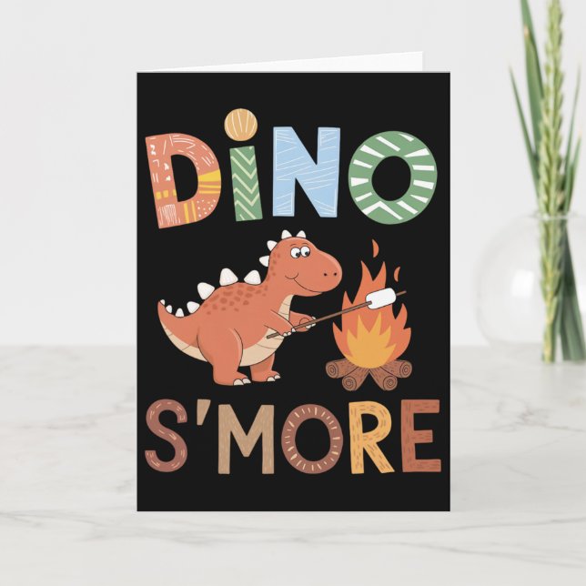 Tarjeta Dino S'more Dinosaur Trex Camping Smores Kawaii S' (Anverso)