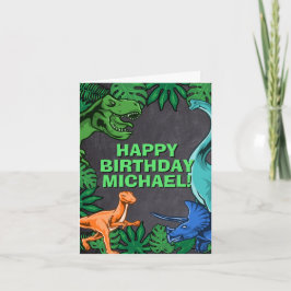 Tarjeta Dino Trex Jurassic Boy Dinosaur Cumpleaños